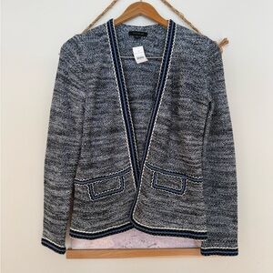 Ann Taylor Gray and Navy Cardigan
